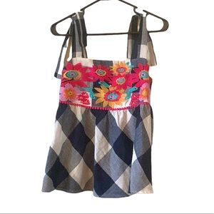 BOUTIQUE halter size M plaid navy blue, white, & hot pink